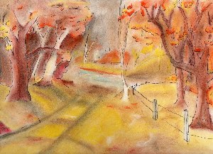 Рисунок осень губкой