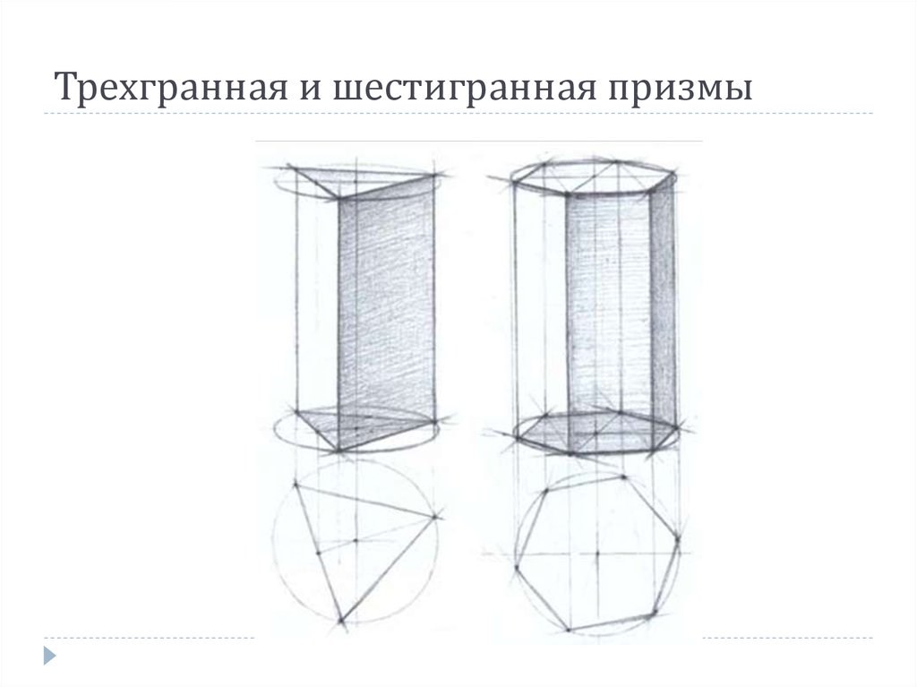 Как рисовать шестиугольную призму