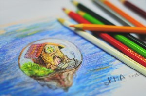 Мини картины цветными карандашами