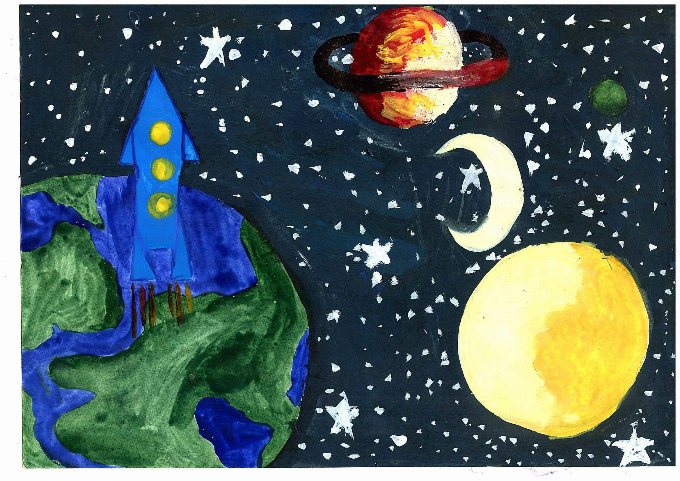 Рисунок на тему космос красками. Рисунок на тему космос. Рисунок на космическую тему. Космос рисунок гуашью детям. Рисунки на тему космос для детей.