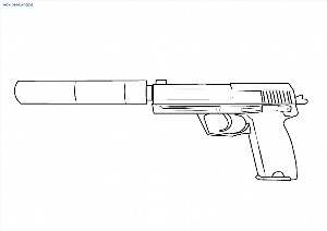 Как нарисовать пистолет с глушителем