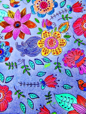 Цветы нарисованные на ткани