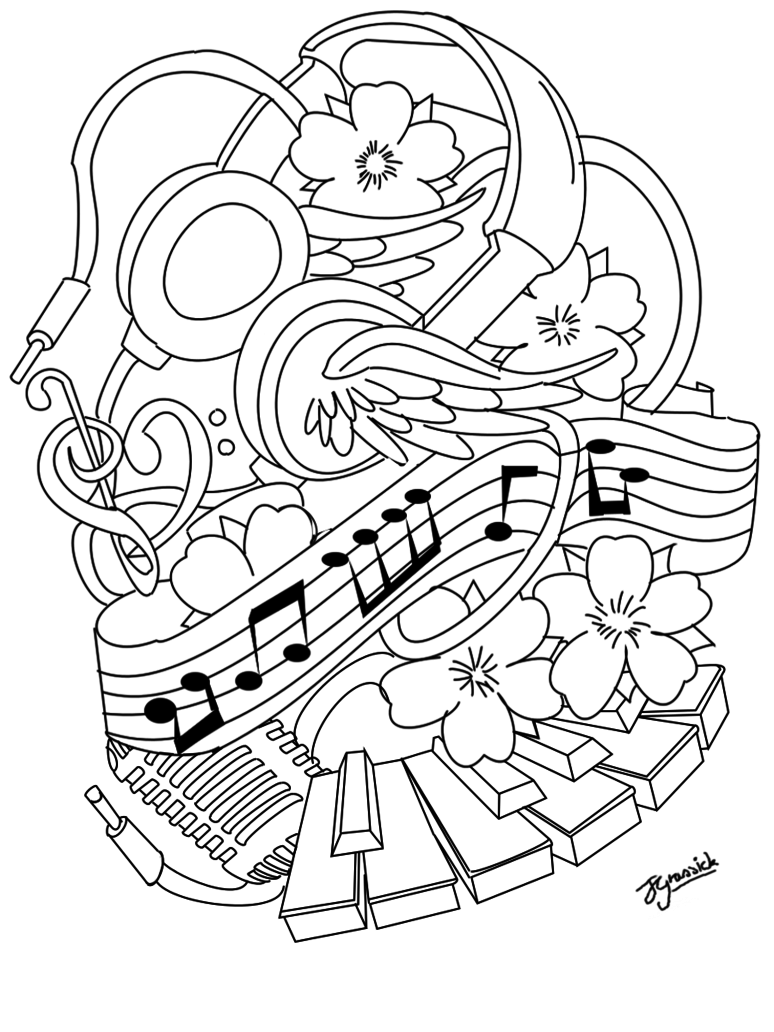 Музыкальные картинки раскраски для детей