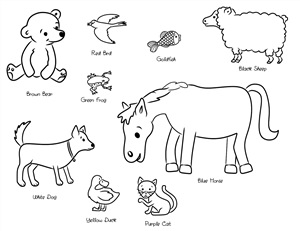 Животные на английском для детей раскраска