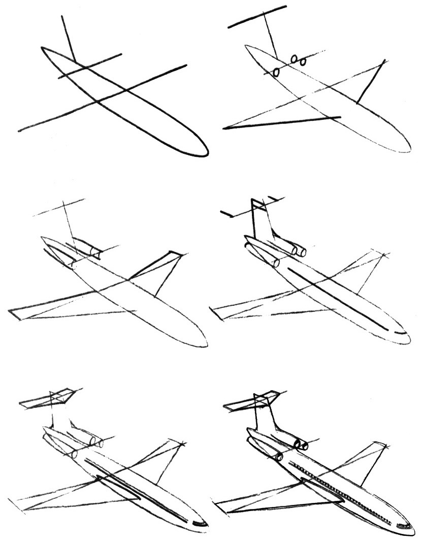 Рисунки самолета карандашом