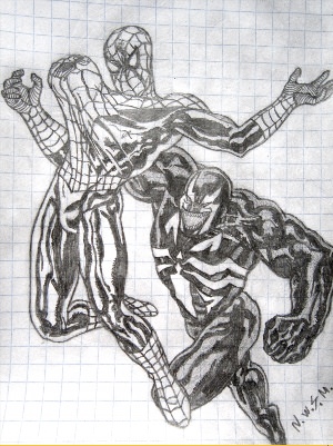 Человек паук и веном рисунок