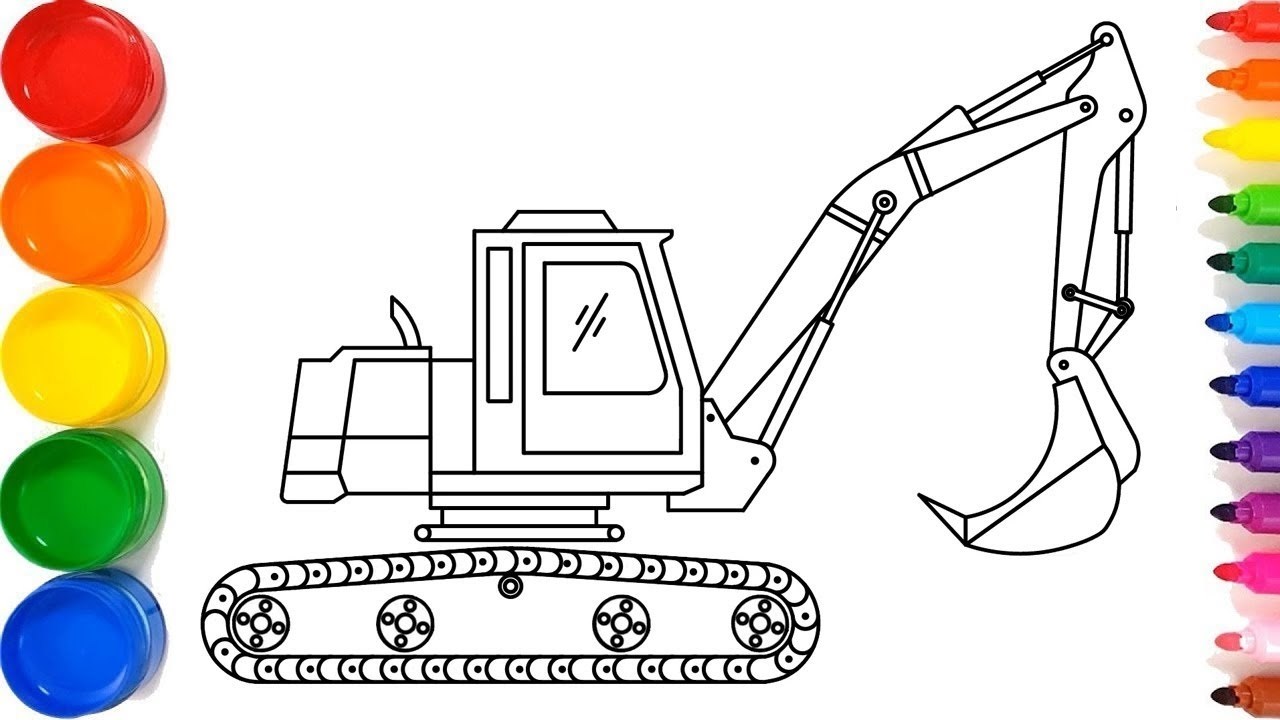 Как нарисовать экскаватор для детей