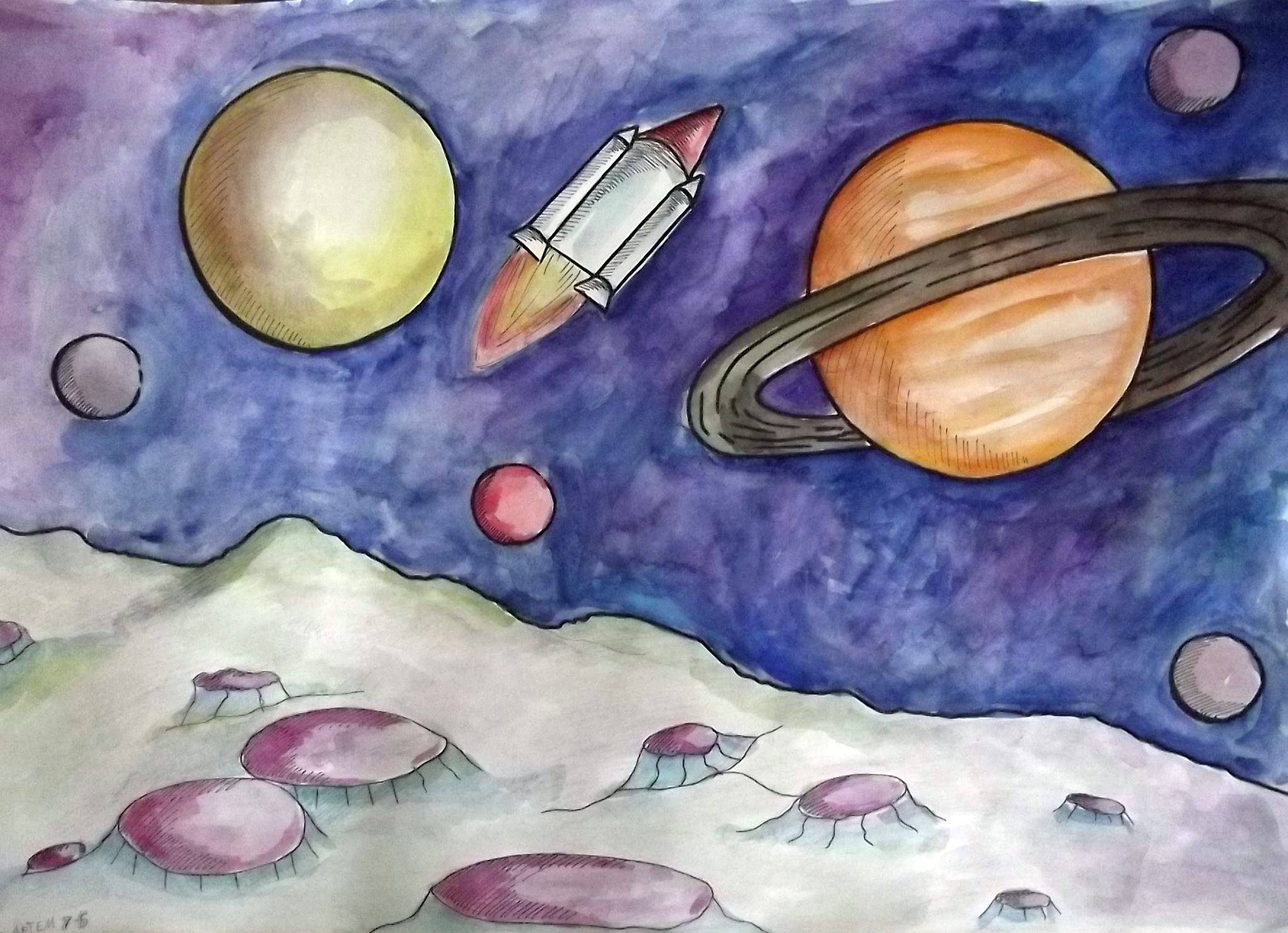 Рисуем космос карандашами. Рисунок на тему космос. Детские рисунки на тему космос. Рисунок на тему космос карандашом. Рисунок на космическую тему карандашом.
