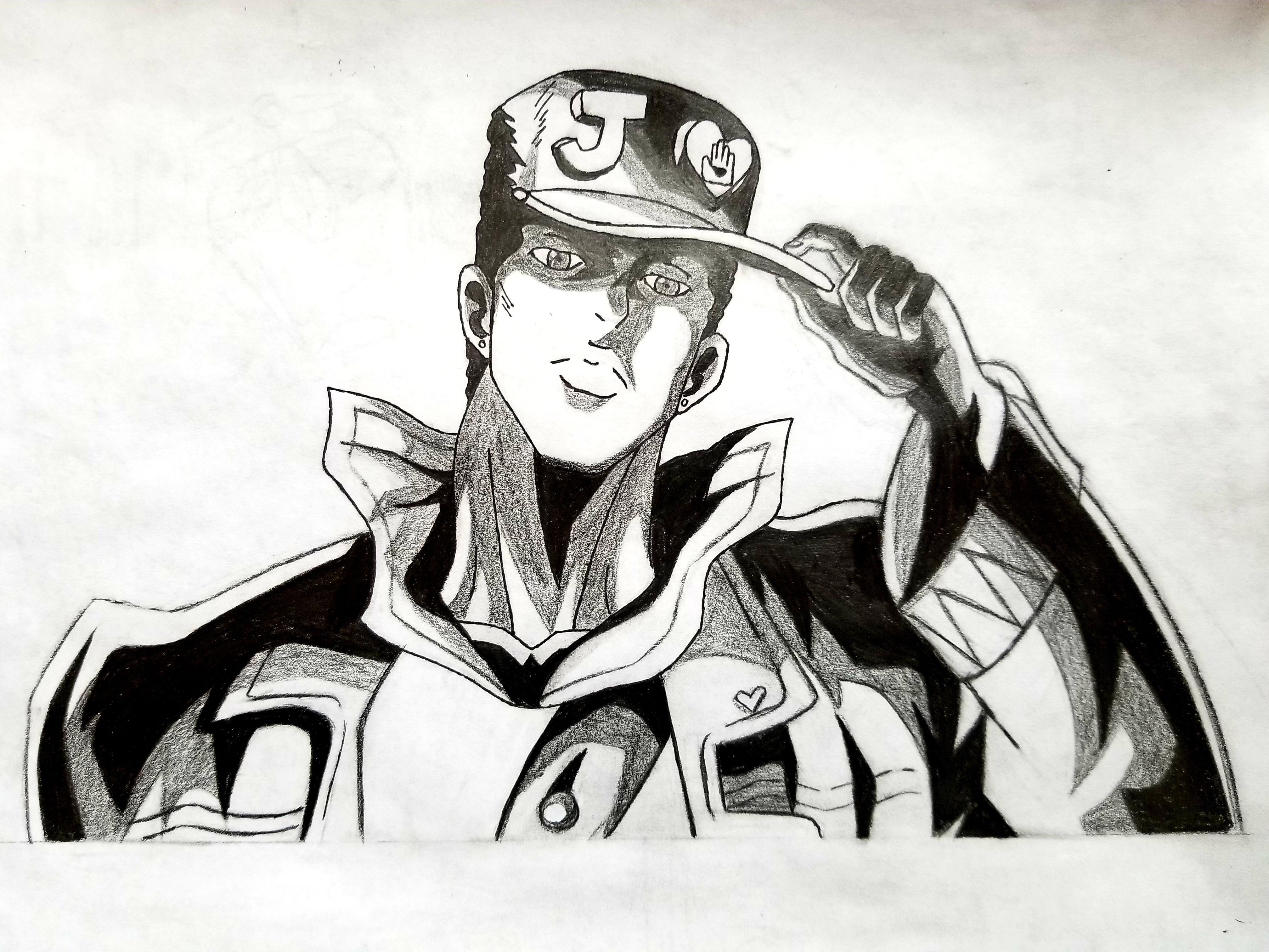 Jotaro manga. Джотаро Куджо. Джотаро Куджо черно белый. Джотаро Куджо карандашом. Джотаро Куджо арт чб.