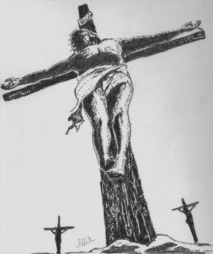 Иисус на кресте эскиз